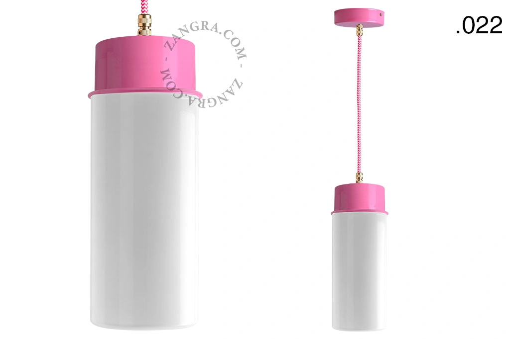 lámpara colgante rosa - pantalla de vidrio - Ø 10 cm