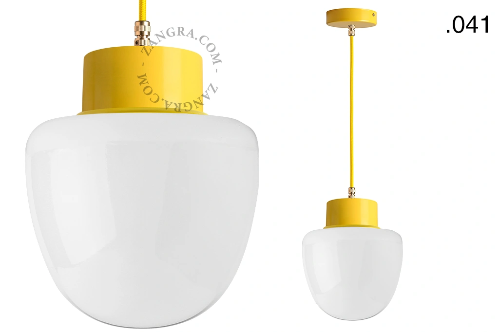yellow pendant light - glass shade - Ø 10 cm