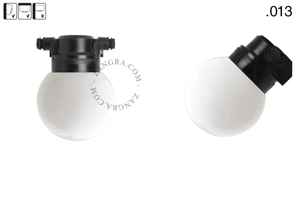 badrum svart vägglampa med glasskärm - IP54