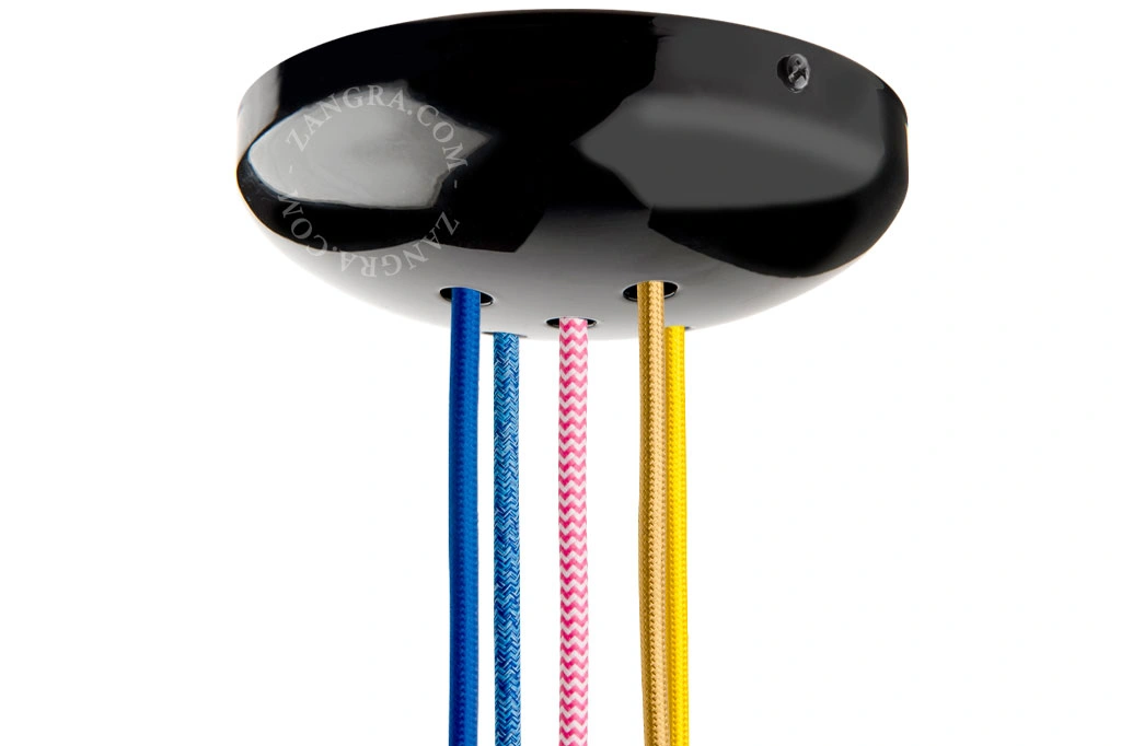 rosone da soffitto XL nero per 5 cavi