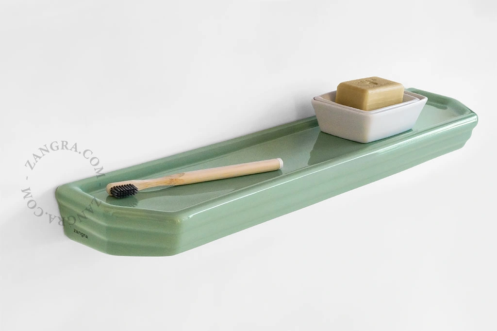 zielona porcelanowa półka łazienkowa Beau