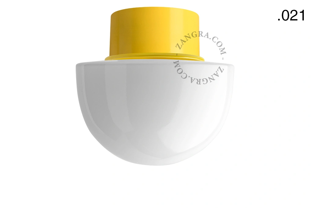 lampa ścienna lub sufitowa żółta - szklany klosz - Ø 10cm