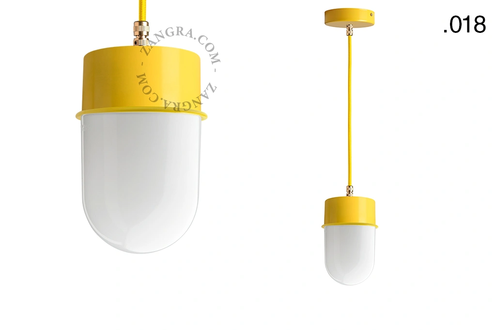 yellow pendant light - glass shade - Ø 10 cm