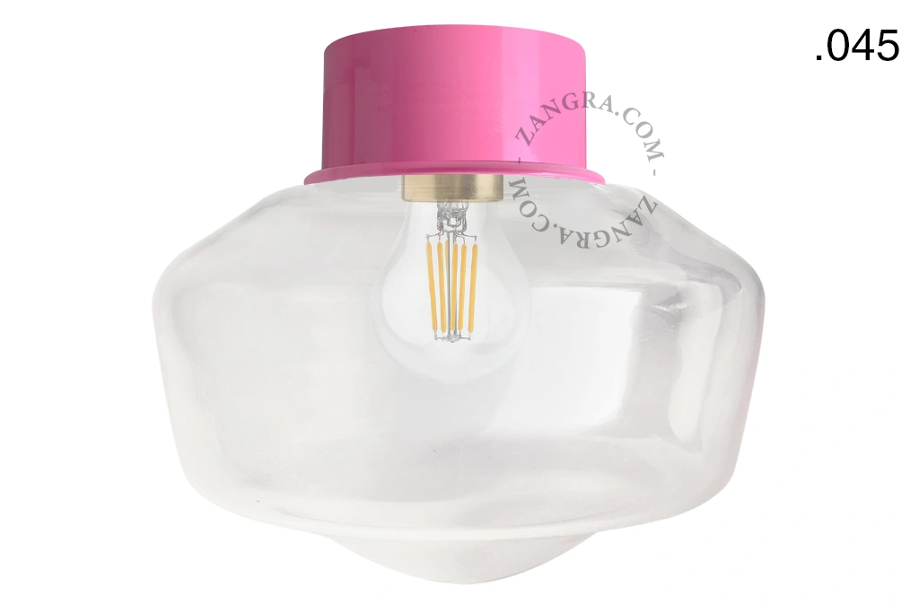 pink wall or ceiling light - glass shade - Ø 10 cm