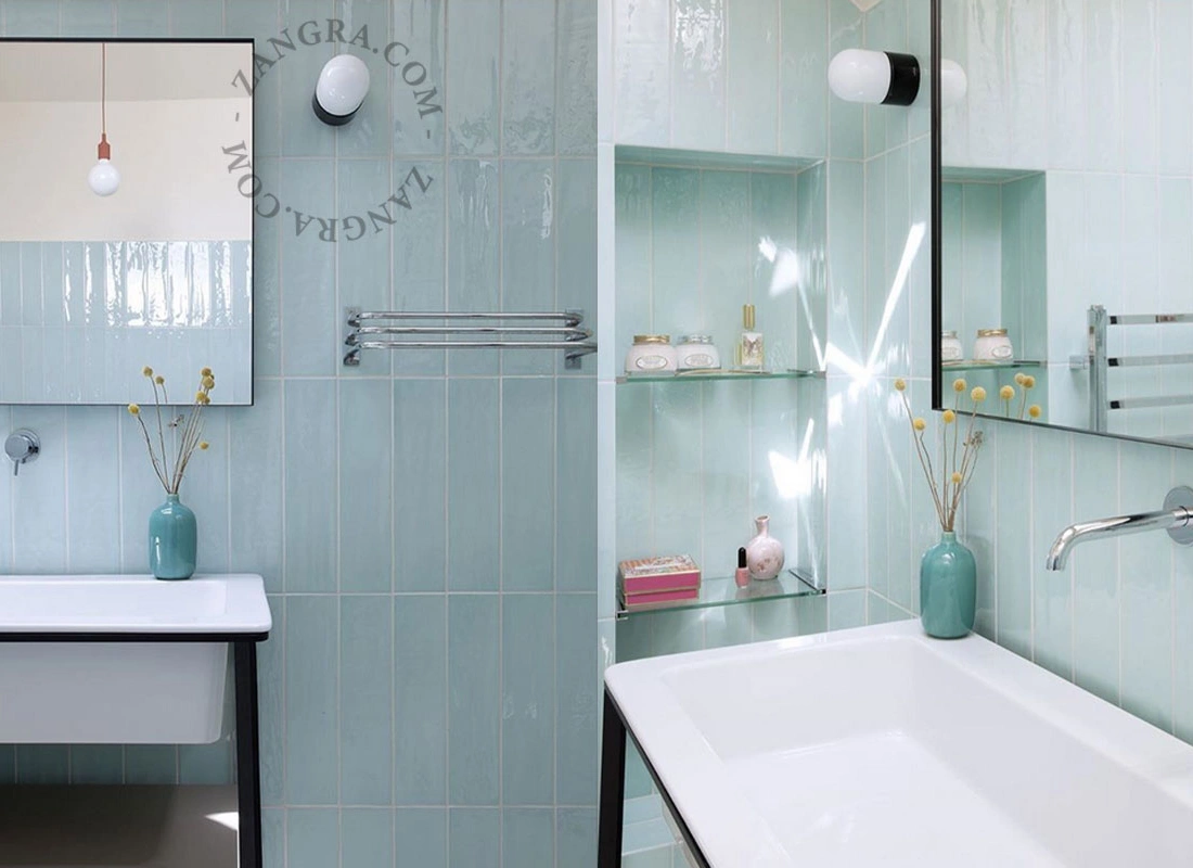 lampada in porcellana nera per bagno – paralume in vetro – Ø 8,5 cm -  IP54