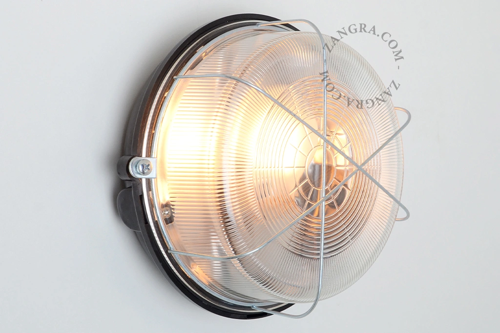 aplique o plafón de exterior de baquelita negra - Ø 17 cm - IP54
