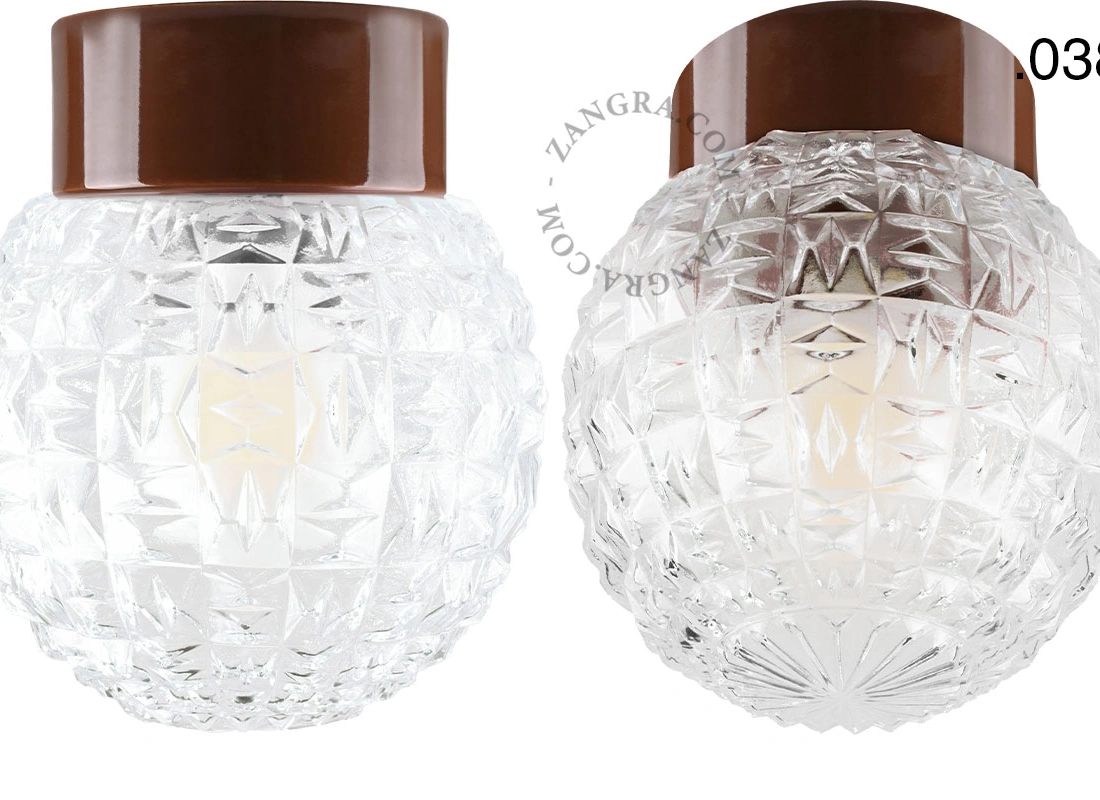 lámpara de porcelana marrón David - Ø 10 cm