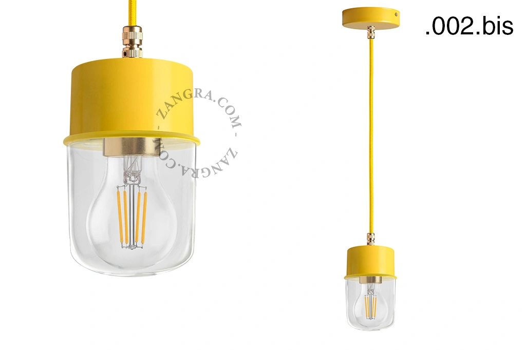 candeeiro suspenso amarelo - abajur de vidro - Ø 8,5cm