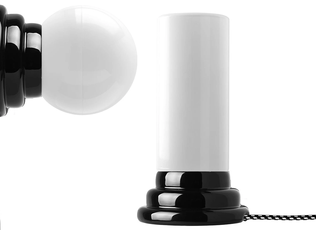 black porcelain Art Deco table or wall light