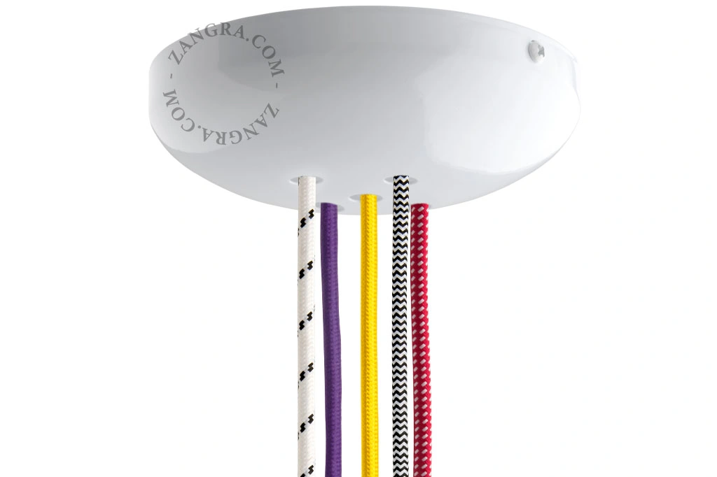 weißer XL-Lampenbaldachin für 5 Kabel