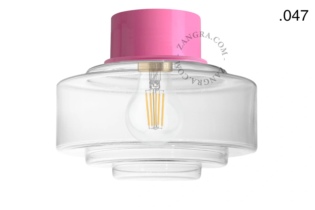 pink wall or ceiling light - glass shade - Ø 10 cm