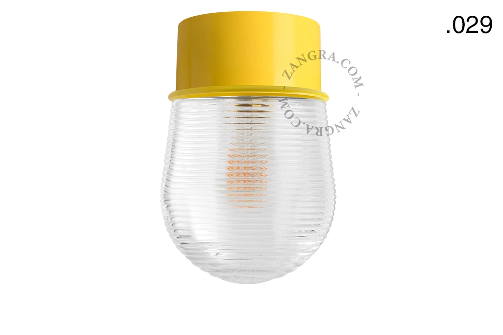 lampa ścienna lub sufitowa żółta - szklany klosz - Ø 10cm