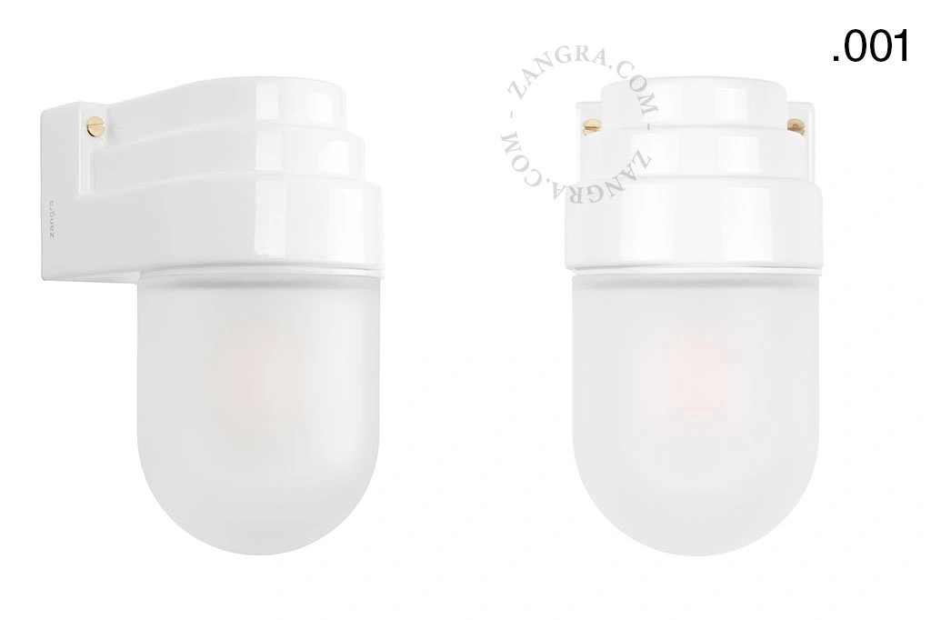 biała porcelanowa lampa ścienna Cameo  w stylu Art Deco
