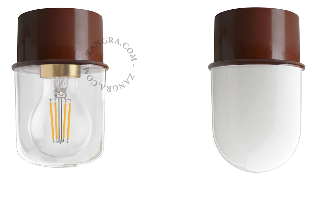 brun væg eller loftslampe - glas skærm - Ø 8 cm