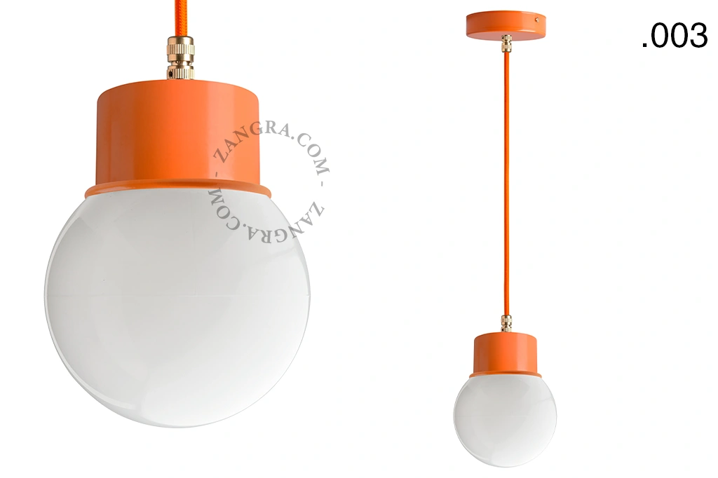 orange pendellampa - glasskärm - Ø 8,5 cm