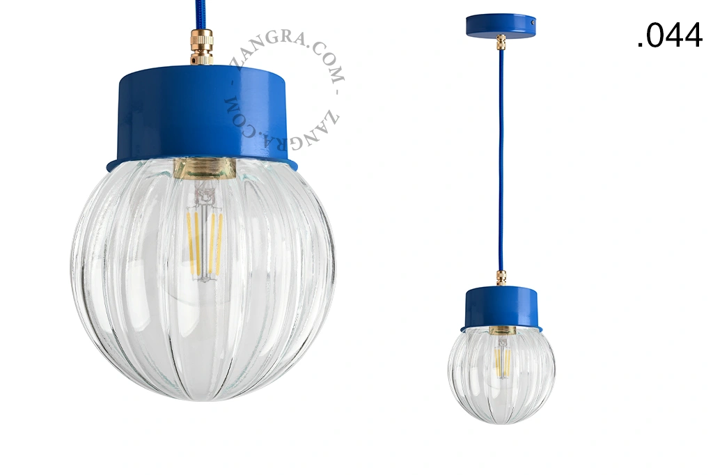 gelakte hanglamp - blauw