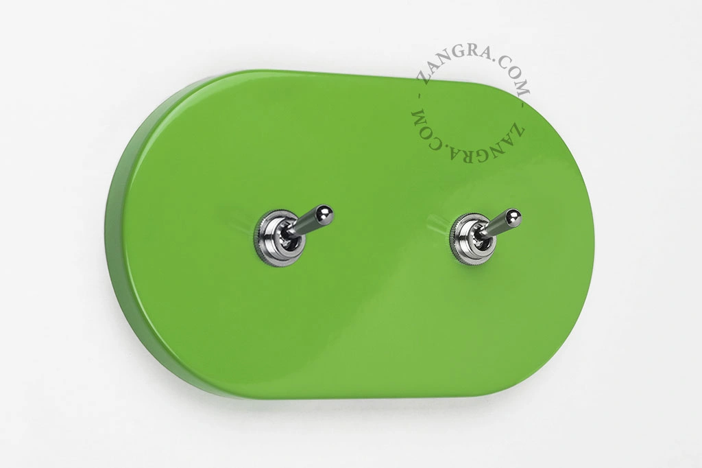 green switch - double two-way or simple nickel-plated toggle switch