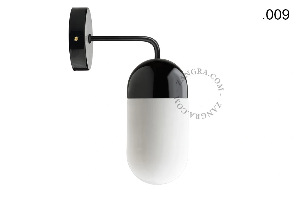 applique en porcelaine noire - globe en verre