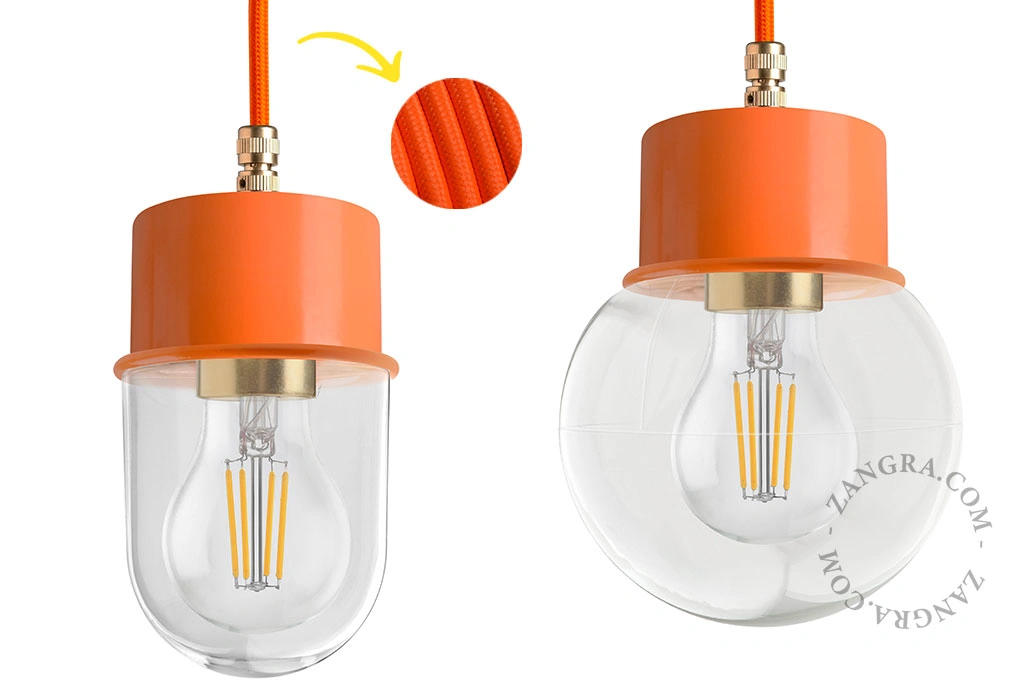 orange pendellampe - glasskærm - Ø 10 cm