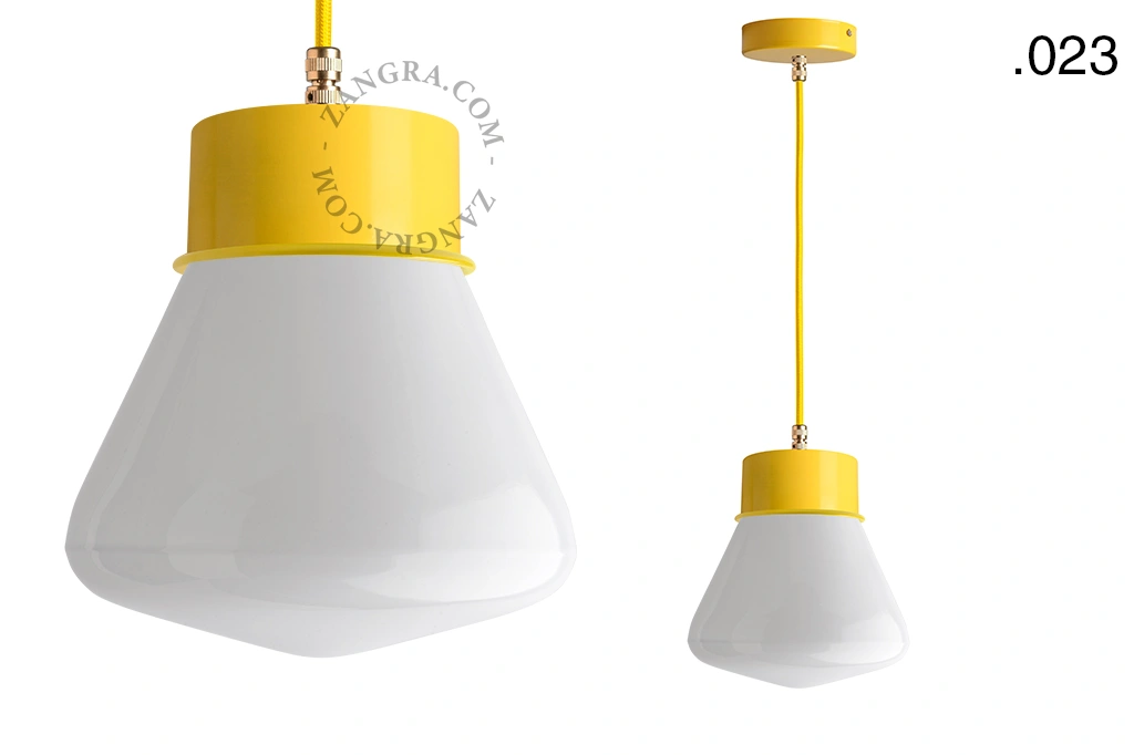 yellow pendant light - glass shade - Ø 10 cm