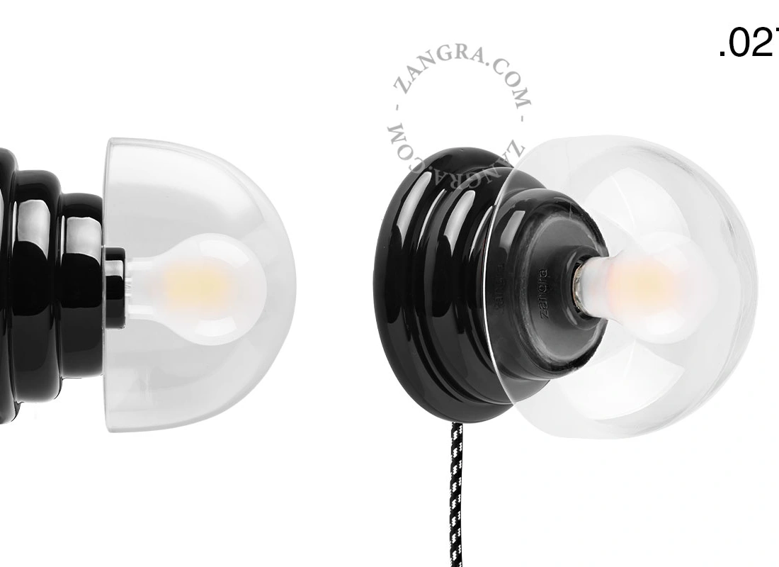 black porcelain Art Deco table or wall light