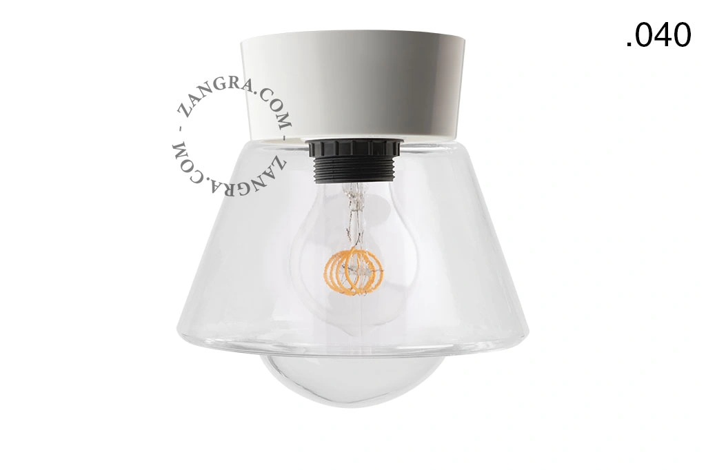 biała lampa ścienna lub sufitowa ze szklanym kloszem - Ø 11 cm