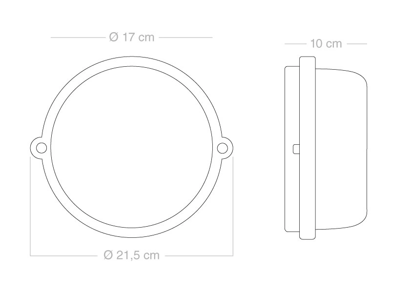 candeeiro olho de boi em baquelita branca para exterior - Ø 17 cm - IP54
