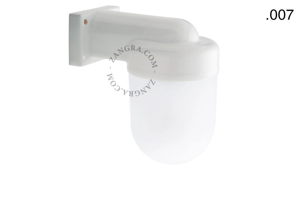 zewnętrzna lub łazienkowa lampa ścienna biała porcelana ze szklanym kloszem - IP54