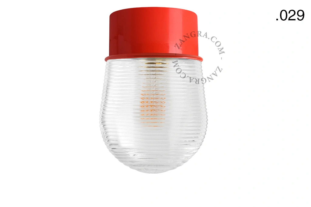 rød væg eller loftslampe - glas skærm - Ø 10 cm