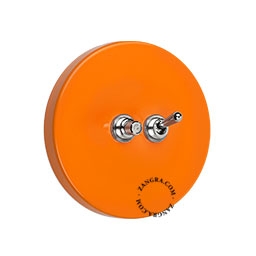 double interrupteur orange va-et-vient ou simple et bouton-poussoir - nickelé