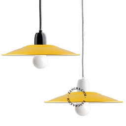 candeeiro pendente de esmalte amarelo - Ø 28 cm