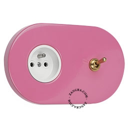 enchufe rosa e interruptor simple o conmutado - palanca de latón