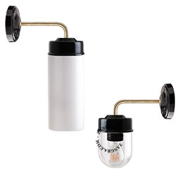 applique en porcelaine noire avec globe en verre