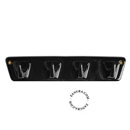 percha 4 ganchos de porcelana negra