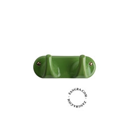 appendiabiti in porcellana verde con 2 ganci