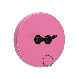 interruptor y pulsador rosa simple o conmutado - palanca y botón negros