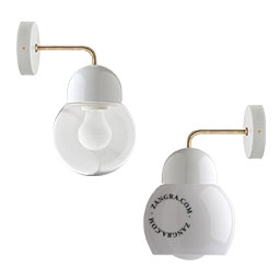 applique en porcelaine blanche et laiton - globe en verre