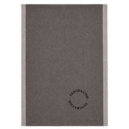 100% LINEN-BORDER EDGE KITCHEN TOWEL CHOCOLATE BROWN  /NATURAL