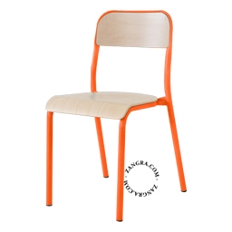 stackable wooden school chair - orange