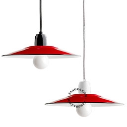 candeeiro pendente de esmalte vermelho - Ø 28 cm