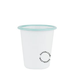 gobelet en émail blanc avec bord bleu - 31 cl