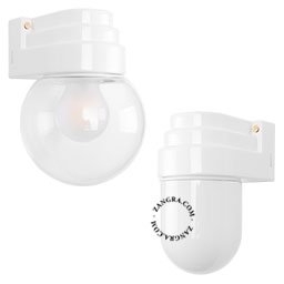 biała porcelanowa lampa ścienna Cameo  w stylu Art Deco