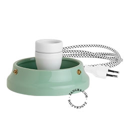 zielona porcelanowa lampa stołowa lub ścienna Cedric