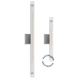silvery lamp holder with ribbed stick bulb