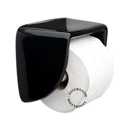 suporte de papel higiénico em porcelana preta