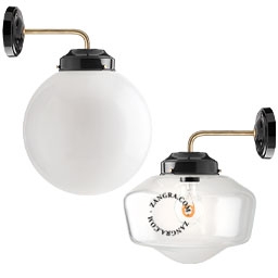 applique noire et laiton - globe en verre