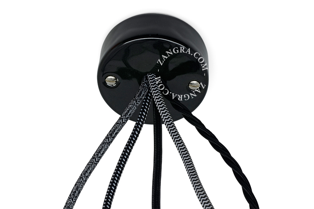 Lampenbaldachin aus schwarzem Porzellan - bis zu 5 Kabel