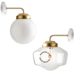 applique en laiton - globe en verre