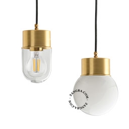 snoerlamp van messing en glas