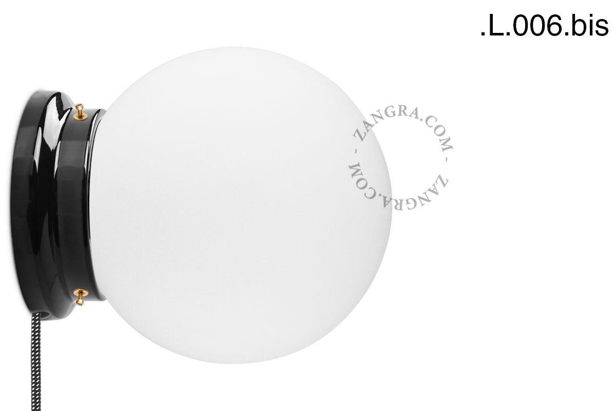 applique ou lampe de table Cédric en porcelaine noire